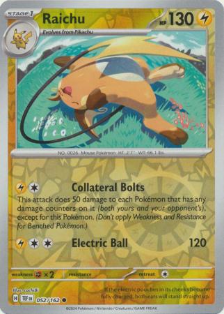 Raichu - 052/162 - Common Reverse Holo