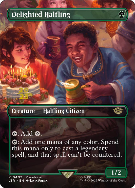 Delighted Halfling (0402 - Foil-Stamped Prerelease Foil)