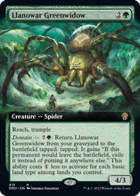 Dominaria United Variants: Llanowar Greenwidow (Extended Art) 415