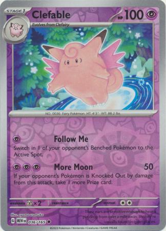 Clefable - 036/165 - Uncommon Reverse Holo